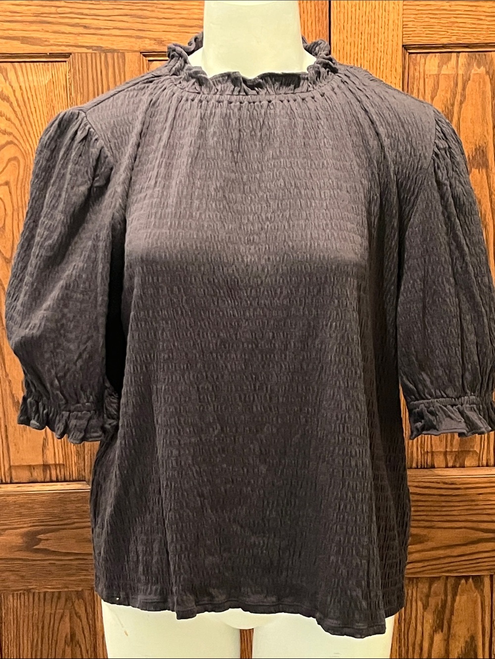 NWT LOFT Ruffle Neck Puff Sleeve Blouse XL